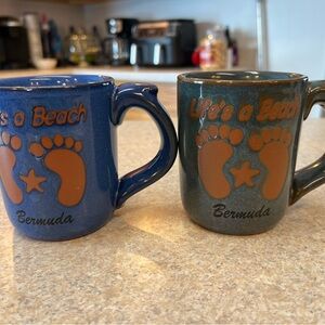 Blue and Green 'Life's a Beach' Bermuda Mugs